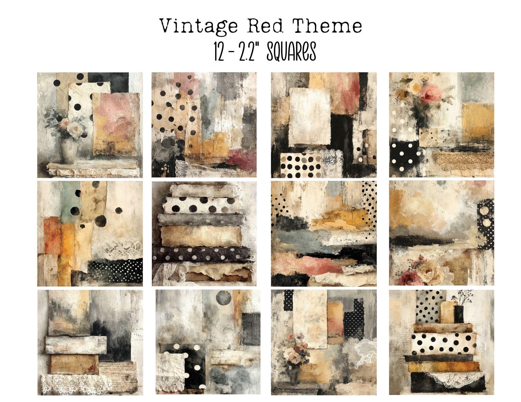 Distressed Polka Dot Mix Media Paper I Vintage Junk Journal Books I ...