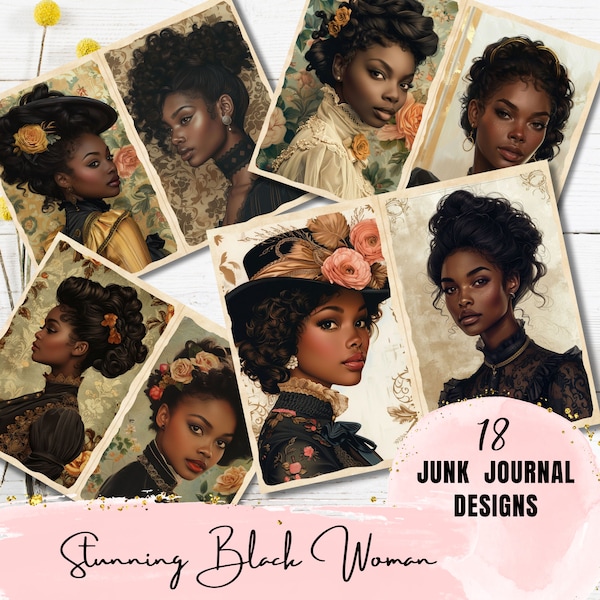 Stunning Victorian Black Woman Ephemera Collage Junk Journal Collage Scrapbook Printable Pages D