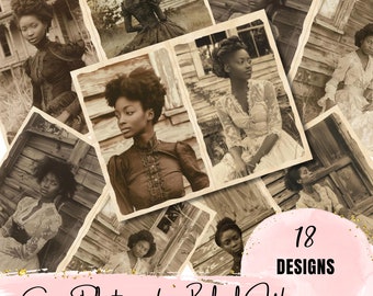 Schöne Sepia Fotos Eines Schwarzen Frau Junk Journal Kit Ephemera Collage Junk Journal Handmade Scrapbook Druckbare Seiten Lieferungen Karten