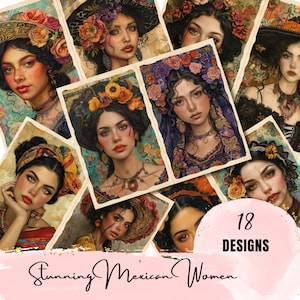 Kit di forniture per donna americana messicana, mix di media, per diario di spazzatura, collage di effimeri di ragazze ispaniche, album di ritagli fatti a mano, pagine stampabili, creazione di biglietti