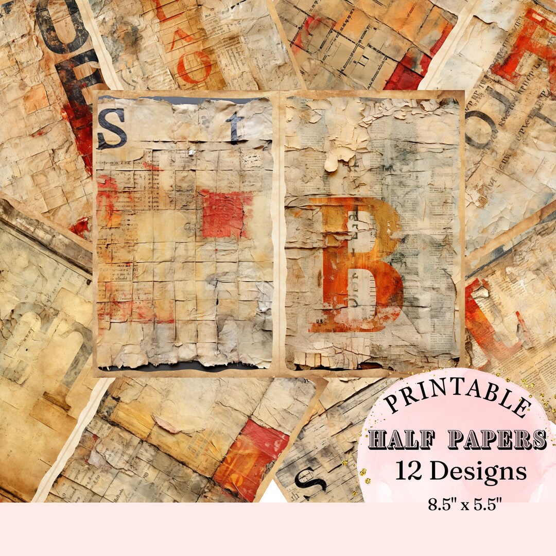 Vintage Torn Paper Ephemera: Printable Collage Pages (digital Download ...