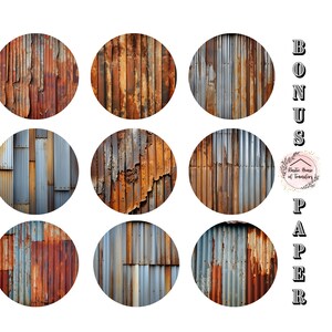 Old Rusty Corrugated Metal Pieces Half Pages Junk Journal Collage ...