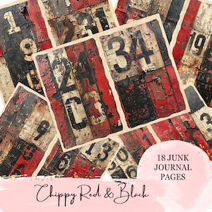 May include: 18 distressed, red and black, numbered journal pages. The numbers are in black and white and are printed on wood. The pages are perfect for adding your own personal touch to your journal.