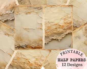 Vintage Tattered Stained Paper and Lace Mix Media Collage Junk Journal Collage Scrapbook Printable Pages