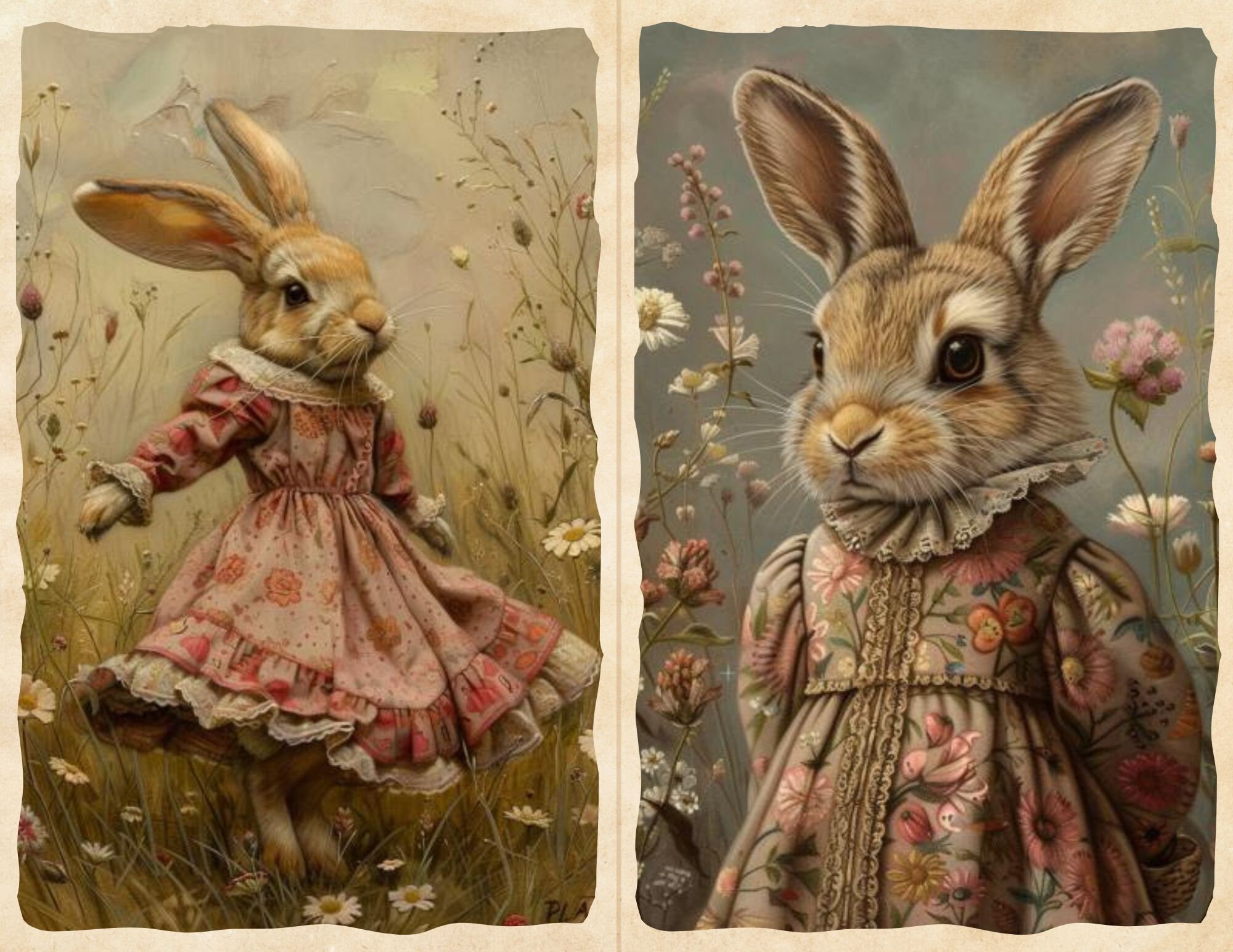ジャンクジャーナル 擬人化風変わりな女の子のウサギキット / かわいい