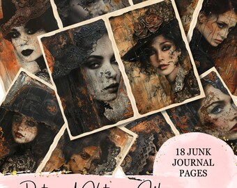 Distressed Victorian Lady and Lace / Gothic Junk Journal Mix