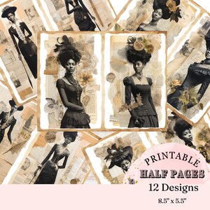 Mix Media Victorian Black Women Ephemera Collage Junk Journal Collage Scrapbook Printable Pages
