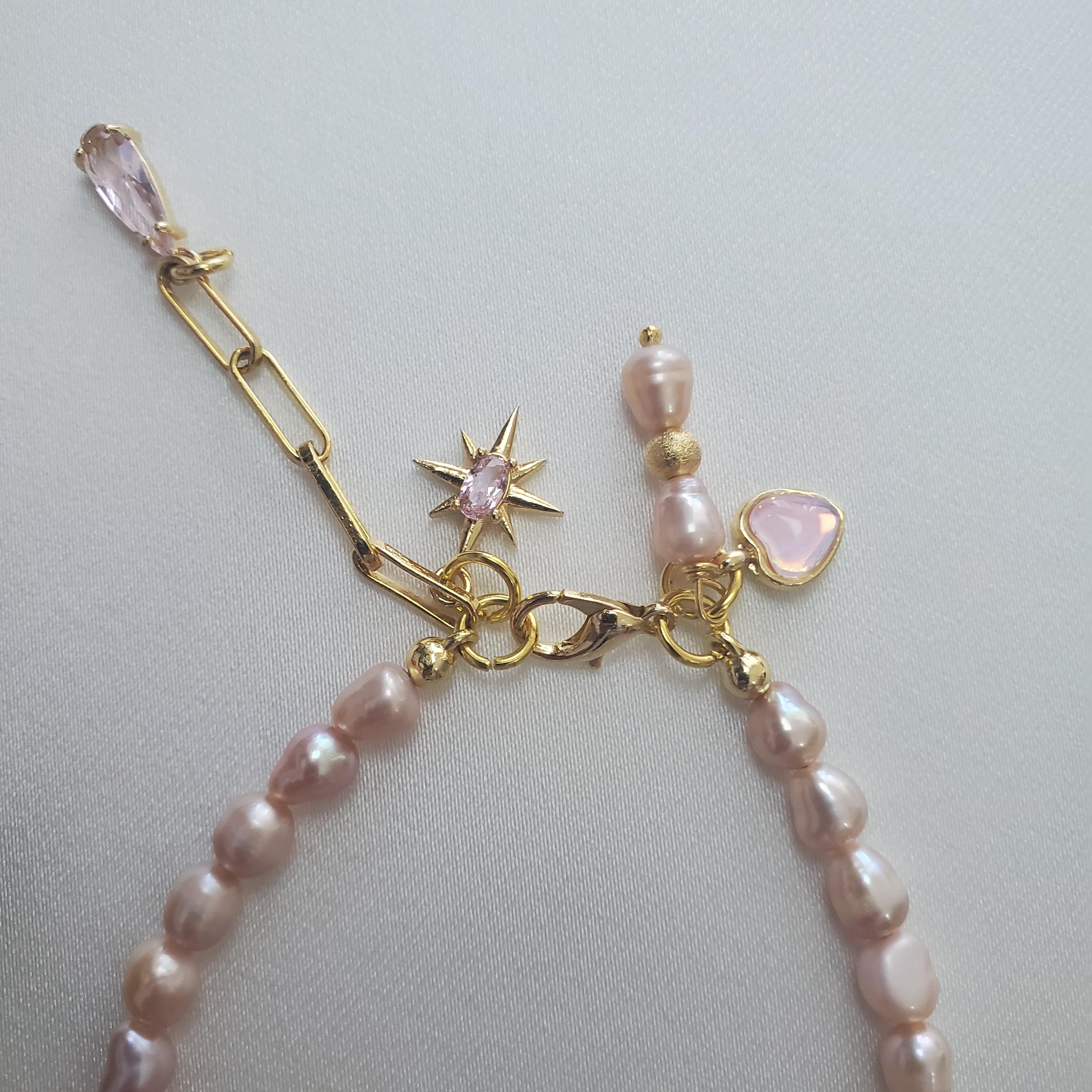 Bracciale regolabile con catena a doppio fiore di perla d'acqua dolce coltivata da 5,5 - 8,0 mm - 18-20 cm, oro bianco 14 carati