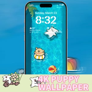 Puppy Pool Party Wallpaper | 4K Cute Summer Floaties Lock Screen