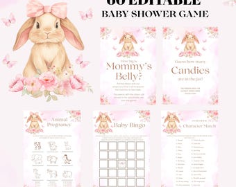 Bunny Baby Shower Game Bundle, Bunny Rabbit Baby Shower Games, Gender Neutral Baby Shower Decor, Easter Baby Shower Game Set