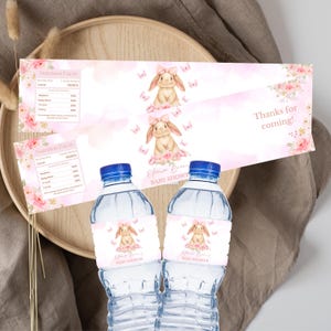 Bunny Baby Shower Bottle Label Some bunny is on the way Baby Shower Girl Baby Shower Bottle Wrapper Some Cute Bunny Decor Bunny Invite BUN1
