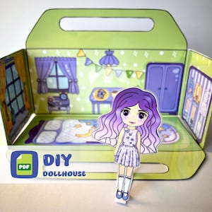 Printable paperdoll Dollhouse | DIY paper toys | Playful Printable Craft for Kids | Busy book paper doll activity for girls | 3D doll house