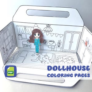 Dollhouse coloring pages | 3D coloring DIY paper toys | Paperdoll printable