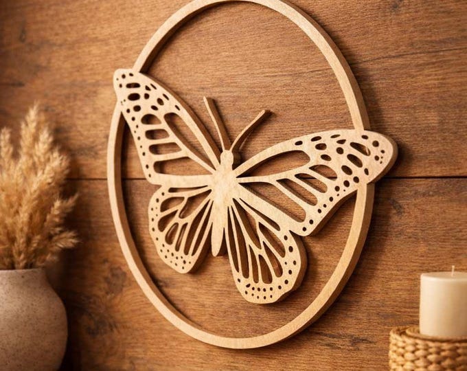 Featured listing image: Butterfly Wall Art SVG DXF | Laser Cut File for Home Decor or Gifts