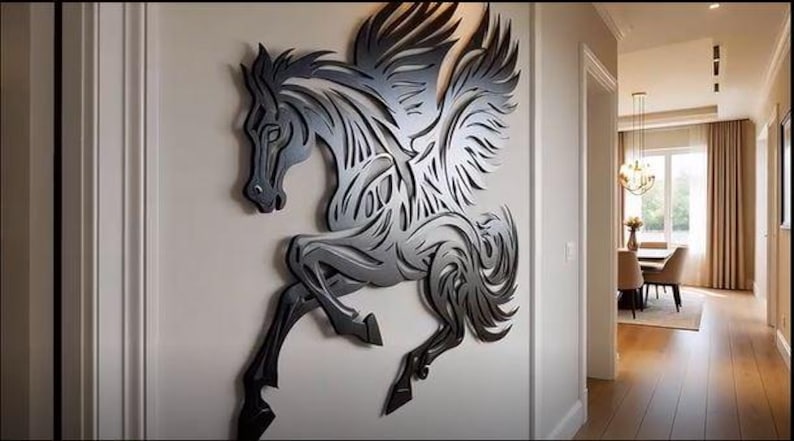 Pegasus Wall Art Laser Cut File | Winged Horse Silhouette Dxf Svg Eps ...