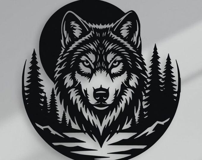 Featured listing image: Wolf Wall Art Laser Cut File | Wildlife Wolf Design dxf svg eps | CNC Plasma Laser File | Wood Metal Decor