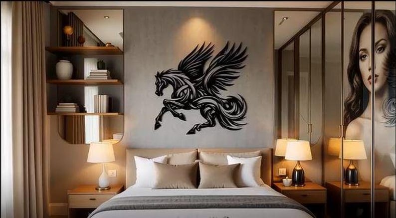 Pegasus Wall Art Laser Cut File | Winged Horse Silhouette Dxf Svg Eps ...