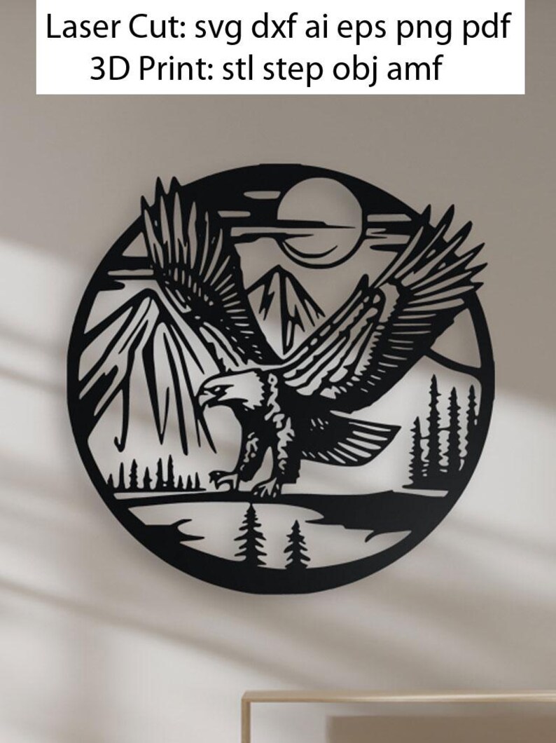 Eagle Wall Art Laser Cut File | Eagle Head CNC SVG DXF | Wildlife Wall ...