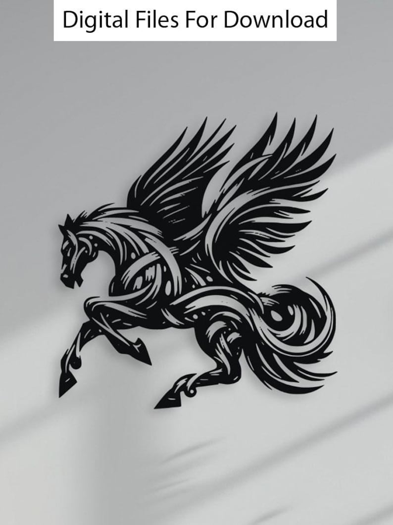 Pegasus Wall Art Laser Cut File | Winged Horse Silhouette Dxf Svg Eps ...