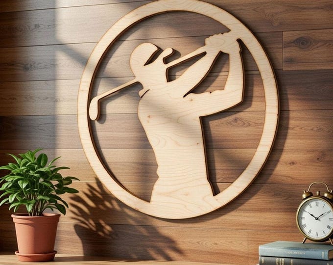 Featured listing image: Golf Player Wall Art Laser Cut File | Golfer Silhouette dxf svg eps | Sports Wall Decor | CNC Plasma Glowforge File