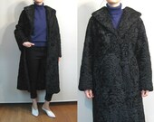50s Black Persian Curly LAMB Fur Coat