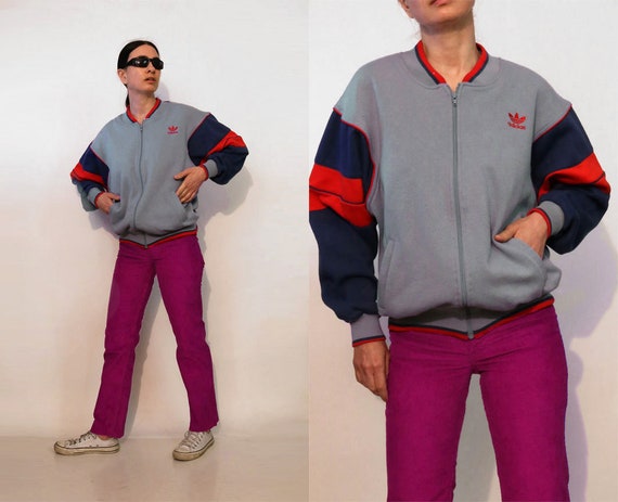70s Adidas Tri-color Zip-up Track Jacket / Vintage 1970s Color