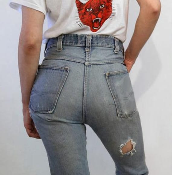 70s Ely Faded Ripped Jeans 29x32.5 , Vintage 1960s Faded 70s Ely Faded Ripped Jeans 29x32.5 , Vintage 1960s Faded