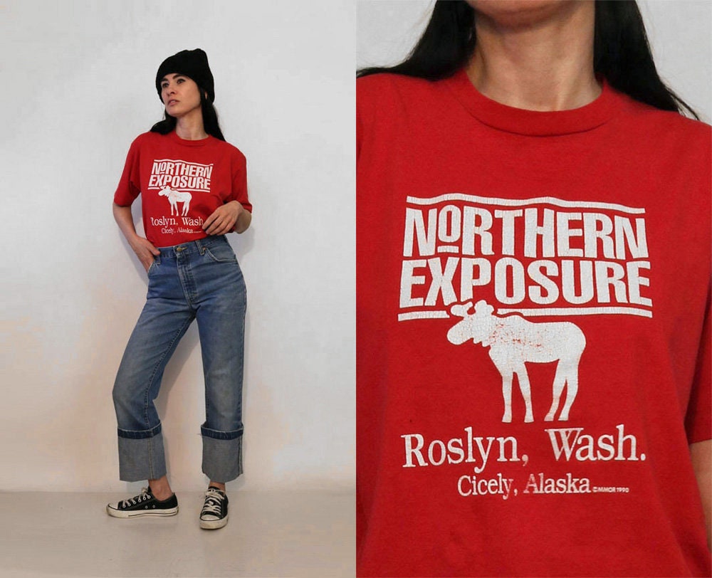 1990 T-shirt Exposure Rare Series Etsy Premiere Red Faded Exposure Vintage Northern TV / Show Alaska White & - T-shirt Promo Northern Cicely