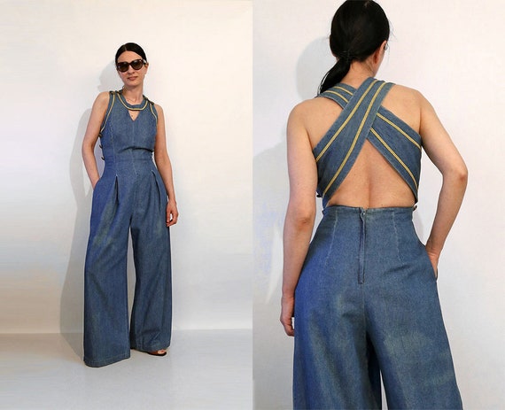 Hitting The Highlights Open Back Denim Jumpsuit (Light Denim) · NanaMacs