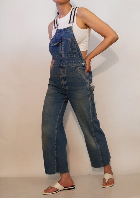 Rare 70s Madewell Patched & Faded Denim Overalls … - image 6