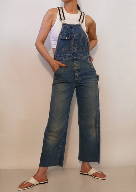 Rare 70s Madewell Patched & Faded Denim Overalls … - image 4