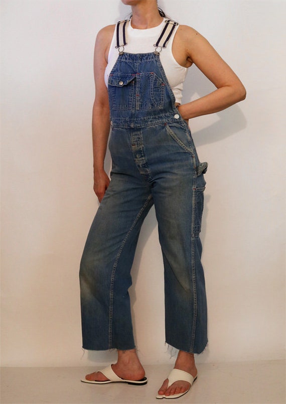 Rare 70s Madewell Patched & Faded Denim Overalls … - image 5