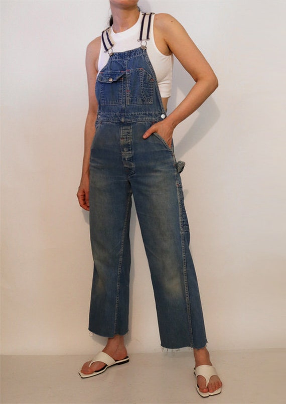 Rare 70s Madewell Patched & Faded Denim Overalls … - image 3