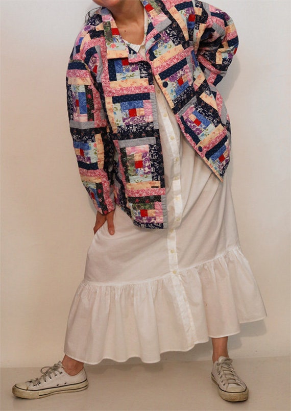 Reversible Quilted Patchwork Jacket / Vintage 197… - image 3