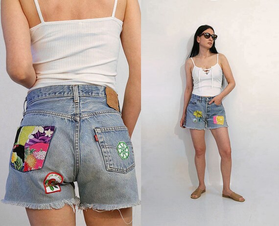 70s Redline Fruit Patched 501 Levi's Shorts / Vint