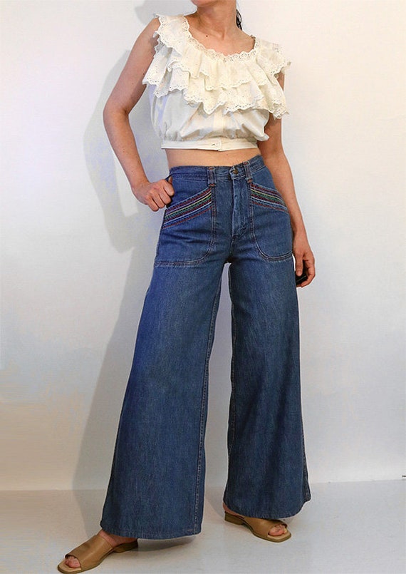 70s Rainbow Bell Bottom Jeans 26x29 / Vintage 1970s R… - Gem