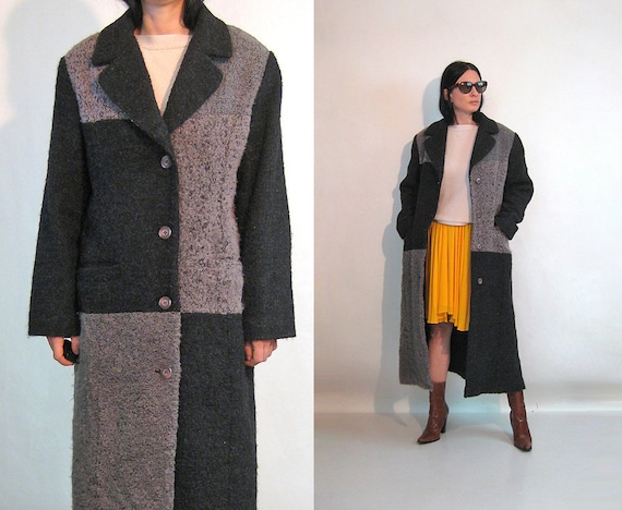 Boucle Patchwork Wool Coat / Vintage 1980s Ukraini