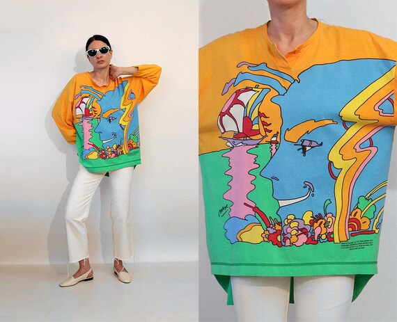 Rare Peter Max Mystic Sailing Tee / Vintage 1980s