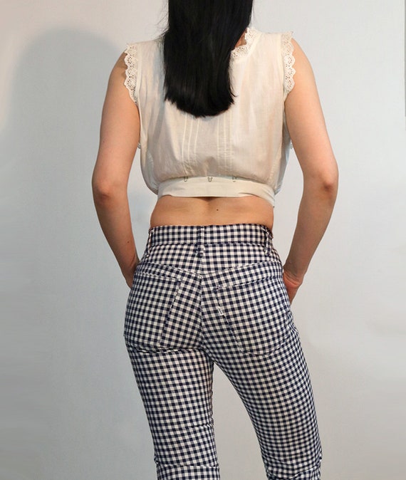 70s Levi's Big E Gingham Pants 26x29 / Rare Vinta… - image 4