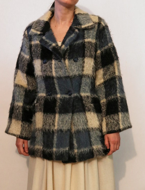 Vintage 1980s Jacket, Size 38/10-12, Tartan Plaid Mohair