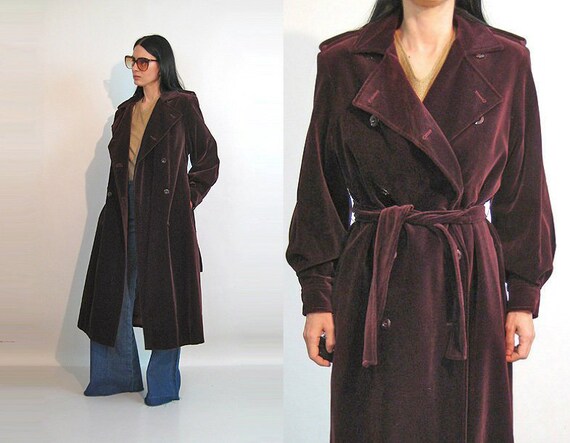 70s Jaeger Velvet Trench / Vintage 1970s Jaeger Lo