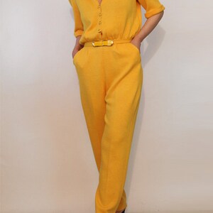 St John Orange Wool Knit Jumpsuit / Vintage 1980s Marigold / 80s Golden Orange St John Jumpsuit image 2