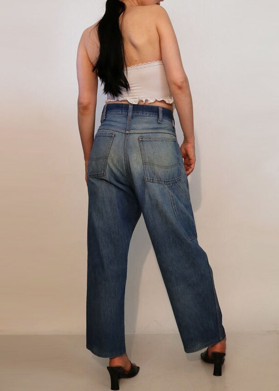 RARE VTG 70s Window Pane Patchwork Ombre Disco Flare Jeans Pants hippie