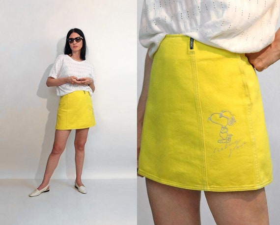 lemon denim skirt