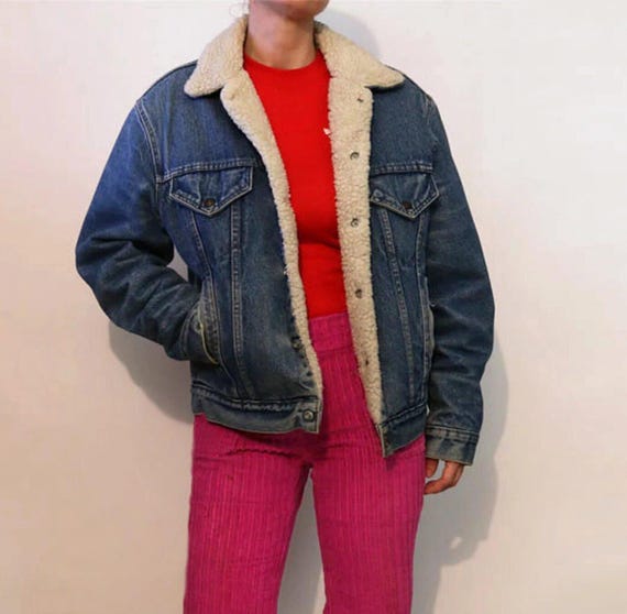 Levi's Faded Sherpa Denim Jacket / Vintage 1970s 1980s Levis