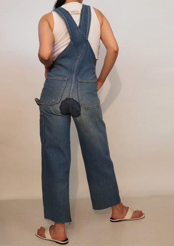 Rare 70s Madewell Patched & Faded Denim Overalls … - image 8