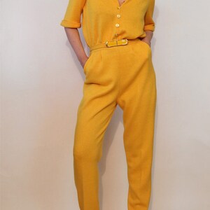 St John Orange Wool Knit Jumpsuit / Vintage 1980s Marigold / 80s Golden Orange St John Jumpsuit image 6