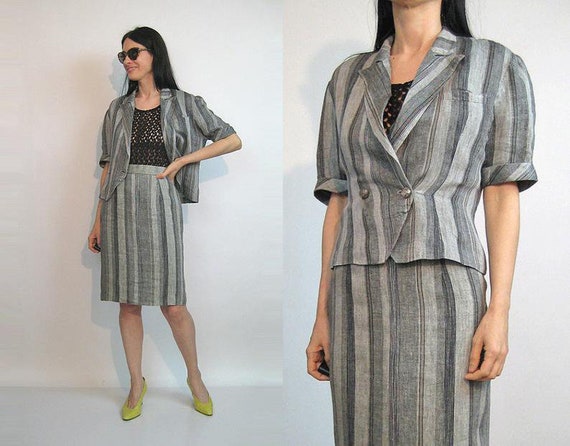 French Striped Linen Outfit / Vintage 80s Linen 2