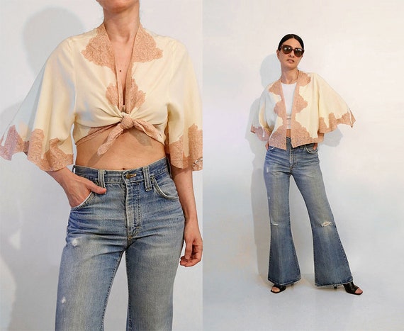 Antique Silk Lace Bolero or Blouse / Vintage 1900s
