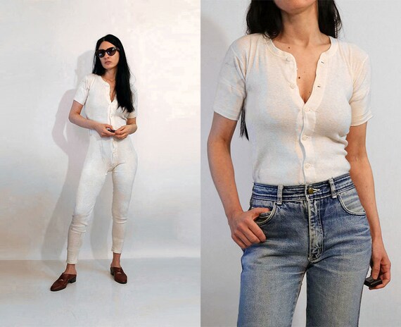20s White Long Johns / Vintage 1920s 1930s White C